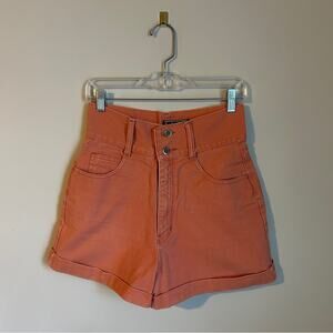 ✨ Vintage Best American Light Orange High Waist Cuffed Denim Jean Shorts Sz 9/10